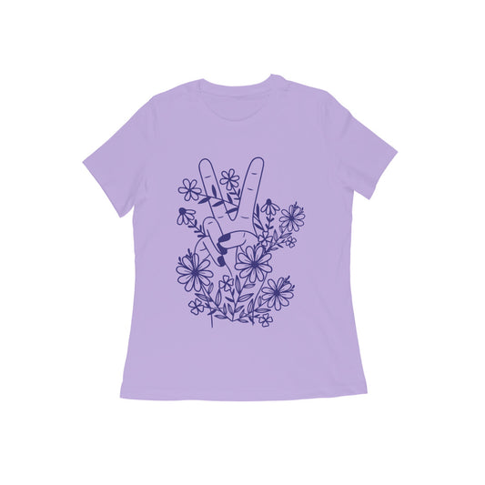 Round Neck T-Shirt For Women - Floral Glow